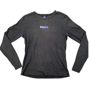 GAP | Vintage 90s Long Sleeve Crew "Inspire" Black Cotton Tee RARE Size Medium